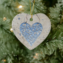 Silver Heart Ceramic Ornament