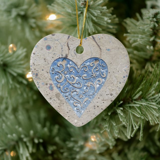 Silver Heart Ceramic Ornament (Träd)