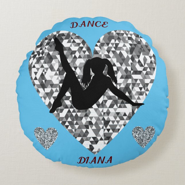 Silver Heart Dance Rund Kudde (Framsidan)