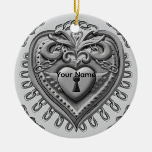 Silver Heart Lås ornament