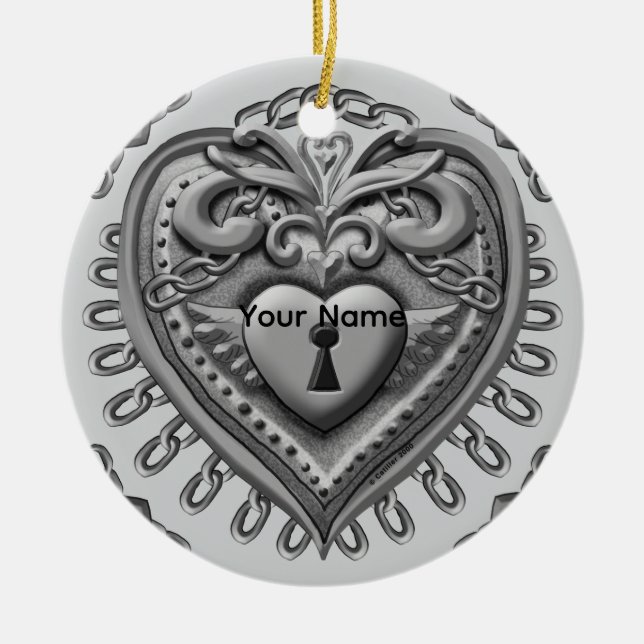 Silver Heart Lås ornament (Framsidan)