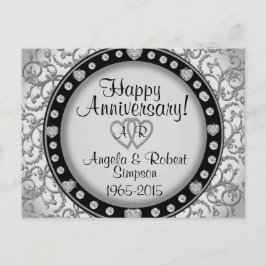 Silver Heart Monogram | Jubileumsinbjudan Inbjudan Vykort