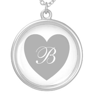 Silver Heart Monogrammed Necklace Silverpläterat Halsband