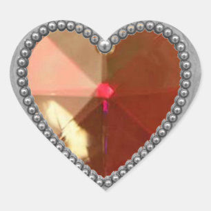 Silver Heart och Ruby Hjärtformat Klistermärke