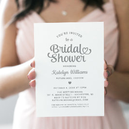 Silver Heart Script Bröllop Möhippa Inbjudningar