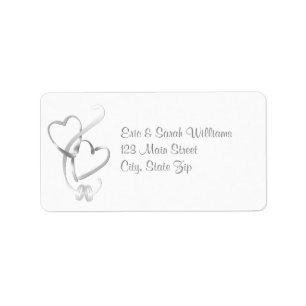 Silver Hearts Bröllop Adressetiketter