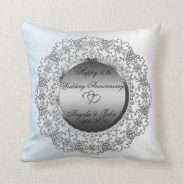 Silver Hearts Diamonds 50:e Bröllop-årsdagen Kudde