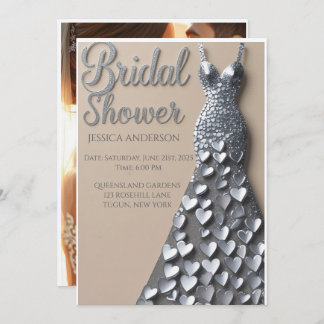 Silver Hearts Inbjudningskort för möhippan