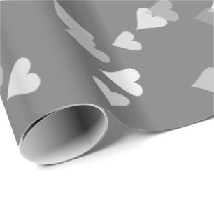 Silver Hearts Konfettipapper Presentpapper
