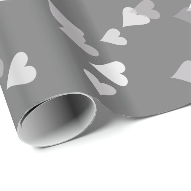 Silver Hearts Konfettipapper Presentpapper (Rullad Hörn)
