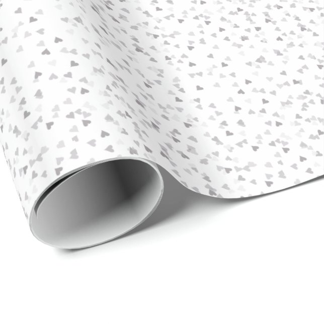 Silver Hearts Konfettipapper Presentpapper (Rullad Hörn)
