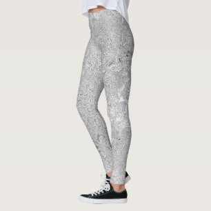 Silver Hibiscus Flowers Leggings