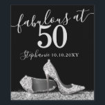 Silver High Heel 50th Fabulous Birthday Sparkling Vinflaska Etikett<br><div class="desc">Elegant och Chic Modern Silver och Svarta Personligen Grattis på födelsedagen Anpassningsbar Vin deeller favoritetiketter - Flaska High Heel Shoe Fabulous 50:e Party Silver eller mousserande Födelsedagsfest Vin vin Flaska med personlig namn och födelsedagsdatum har silver faux glitter högklack till skor på svart bakgrund.</div>