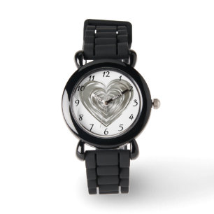 Silver hjärta armbandsur