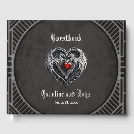 Silver hjärta med vingar. gästböcker