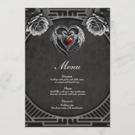 Silver hjärta med vingar. meny