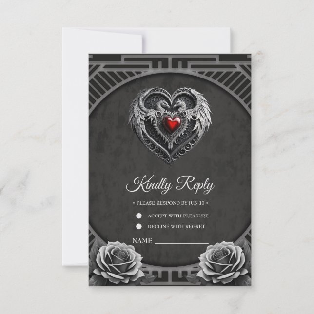 Silver hjärta med vingar. OSA kort (Framsida)