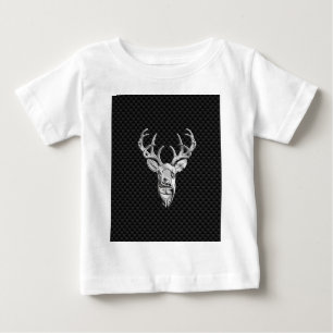 Silver Hjort Buck on Carbon Fiber Stil Decor Tee Shirt