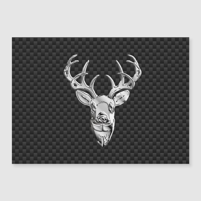 Silver Hjort Buck on Carbon Fiber Stil Print (Framsida)