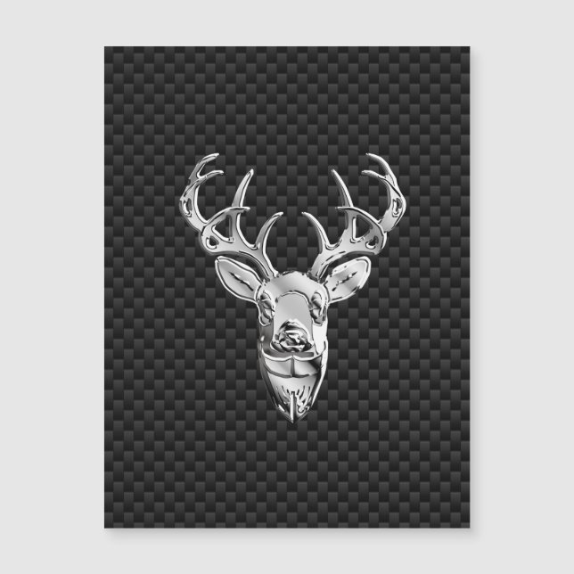 Silver Hjort Buck on Carbon Fiber Stil Print (Framsida)