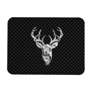 Silver Hjort Head of Carbon Fiber Stil Decor Magnet