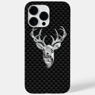 Silver Hjort Head of Carbon Fiber Stil Print