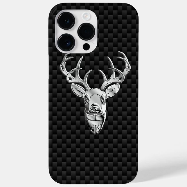 Silver Hjort Head of Carbon Fiber Stil Print (Baksida)