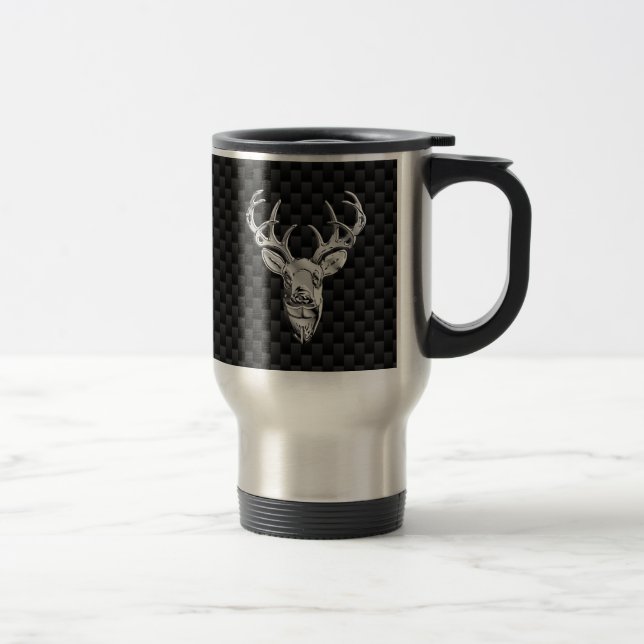 Silver Hjort på utskrift av svartkolsfiber Stil Resemugg (Höger)