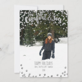 Silver Holiday Jul Foto med Comfort & Joy Julkort