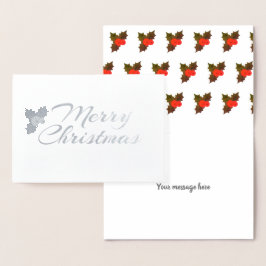 Silver Holly Berry Jul Folierat Kort
