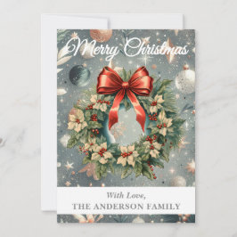 Silver Holly Berry-julfransens krans Julkort