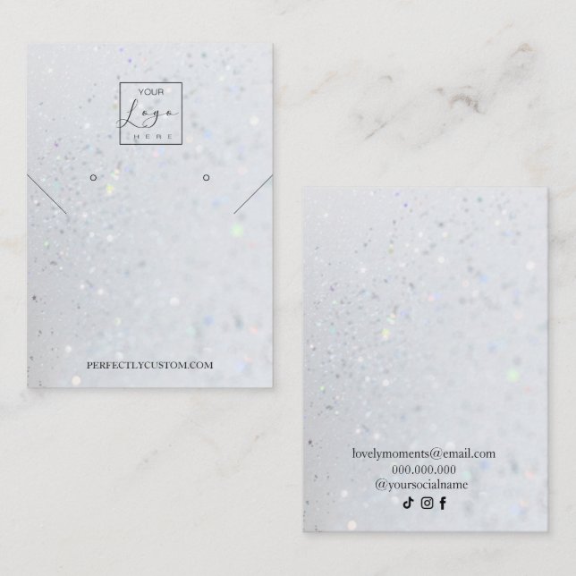 Silver Holografiska Glitter-halsringar Busi Visitkort (Fram/baksida)