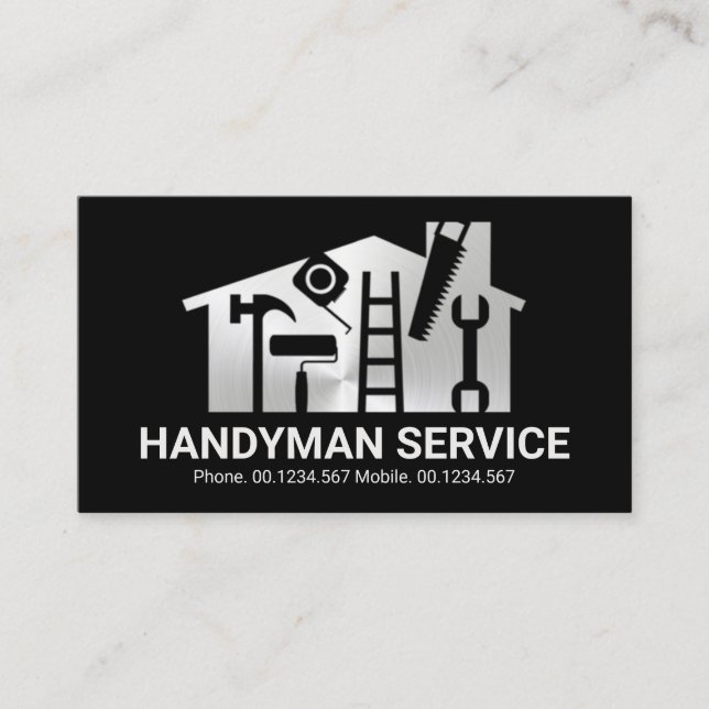 Silver Home Handyman Verktyg Builder Visitkort (Framsida)