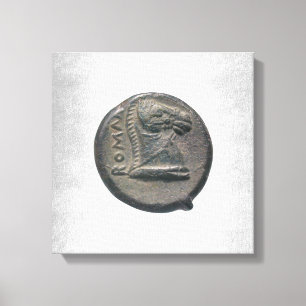 Silver Horse Antic Roman Coin Silver Background Canvastryck