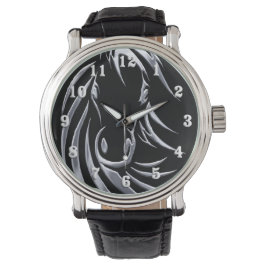 Silver Horse Head på Black Armbandsur