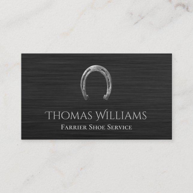 Silver Horseshoe Equestrian Horse Farrier Service Visitkort (Framsida)