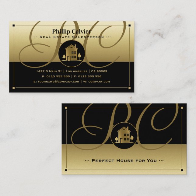 Silver House | Premium Real Gods Egendom Busi Visitkort (Fram/baksida)