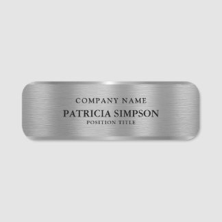 Silver Hue Brushed Metallic Design Professional Namnbricka