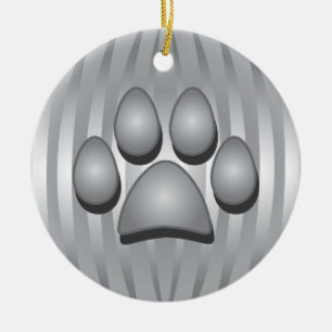 Silver Hund Bone och Tass julprydnad Julgransprydnad Keramik