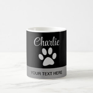 Silver Hund Tass mot svart bakgrund Kaffemugg