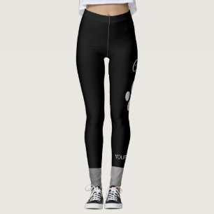 Silver Hund Tass mot svart bakgrund Leggings