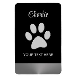 Silver Hund Tass mot svart bakgrund Magnet