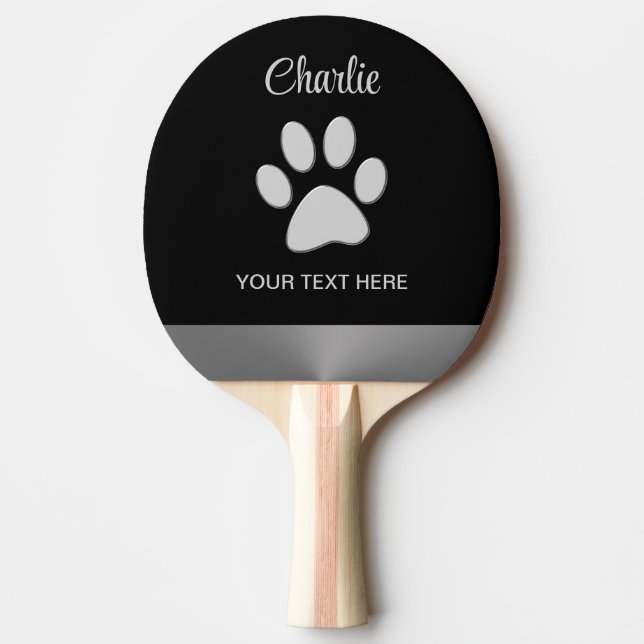 Silver Hund Tass mot svart bakgrund Pingisracket (Framsidan)