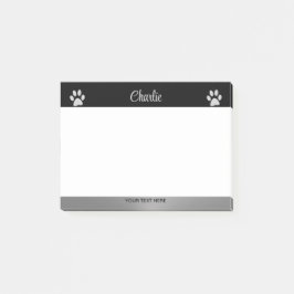 Silver Hund Tass mot svart bakgrund Post-it Block