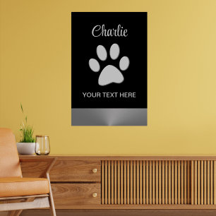 Silver Hund Tass mot svart bakgrund Poster