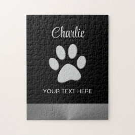 Silver Hund Tass mot svart bakgrund Pussel