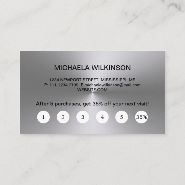 Silver Hund Tass om tjänsten för grooming av svart Lojalitetskort (Baksida)