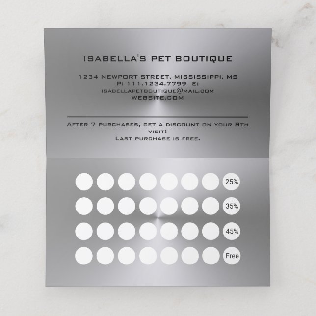 Silver Hund Tass om tjänsten för grooming av svart Lojalitetskort (Inuti utvikt)