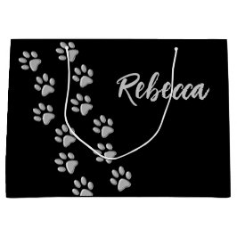 Silver Hund Tassar svart bakgrund Skriv ut Mönster