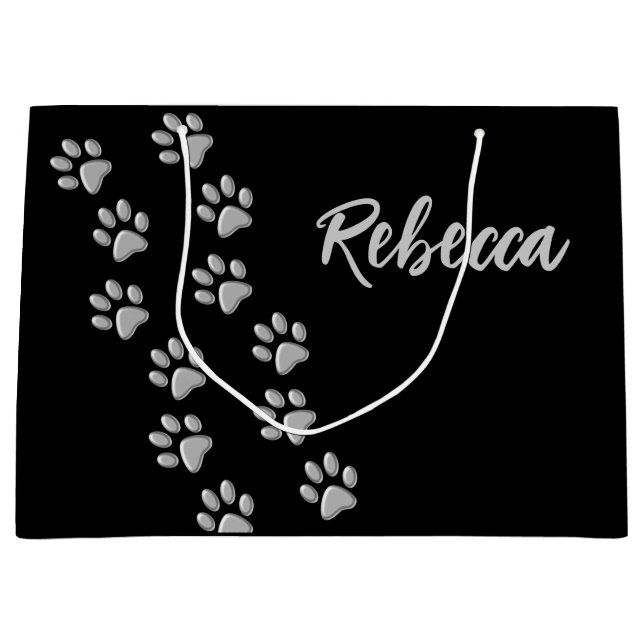 Silver Hund Tassar svart bakgrund Skriv ut Mönster (Framsidan)